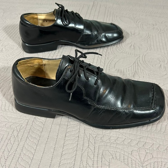 Tolo Men's 9M Leather Oxford Shoes Made in Italy Black - Picture 4 of 11